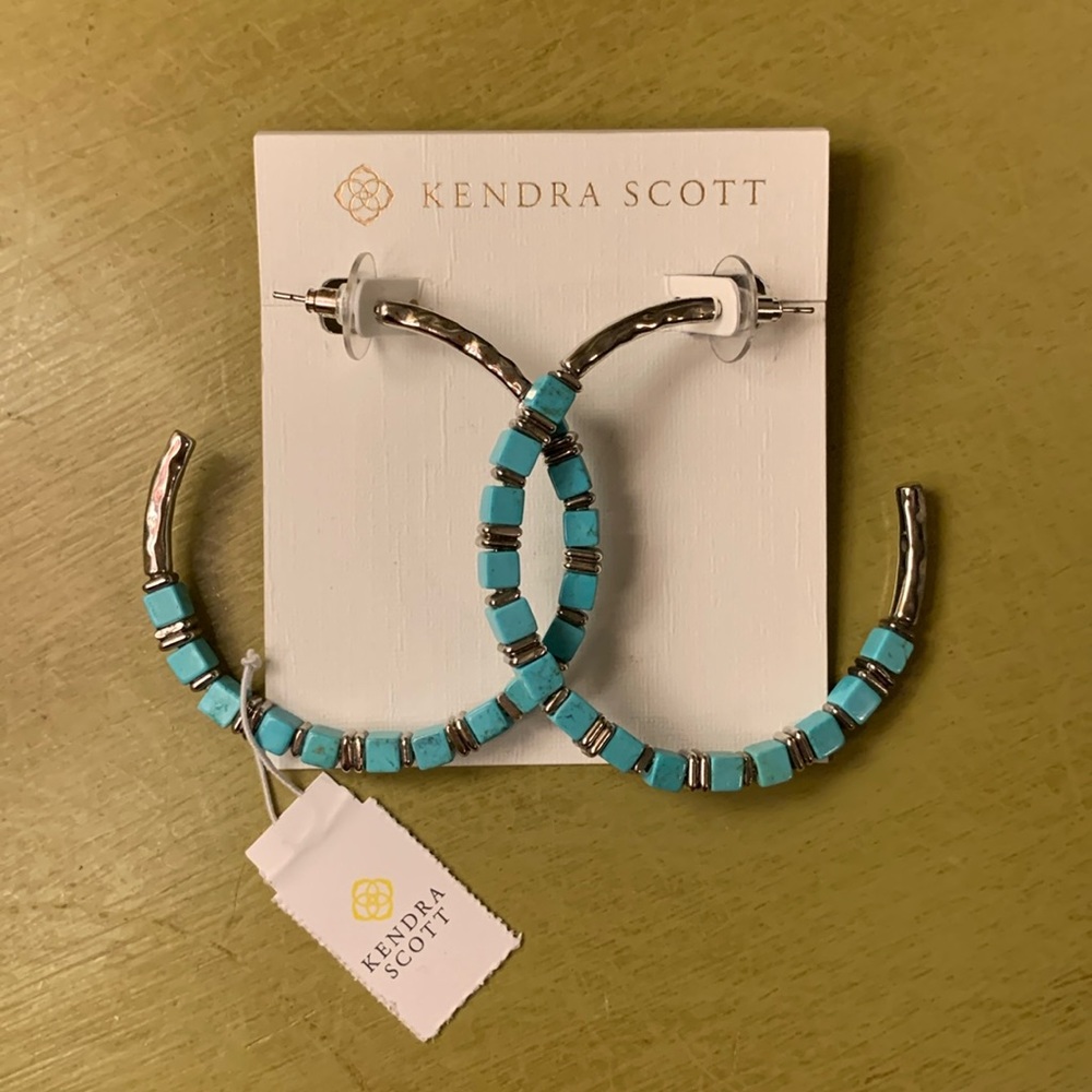 Kendra Scott Turquoise and Silver Hoops